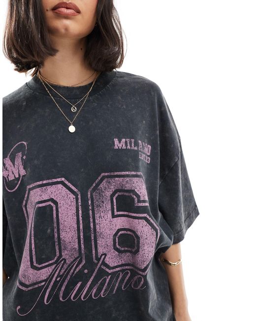 ASOS Blue Boyfriend Fit T-shirt With Milano 06 Graphic