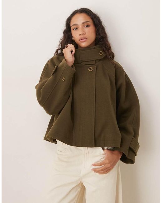 ASOS Brown Cropped Cape Formal Coat