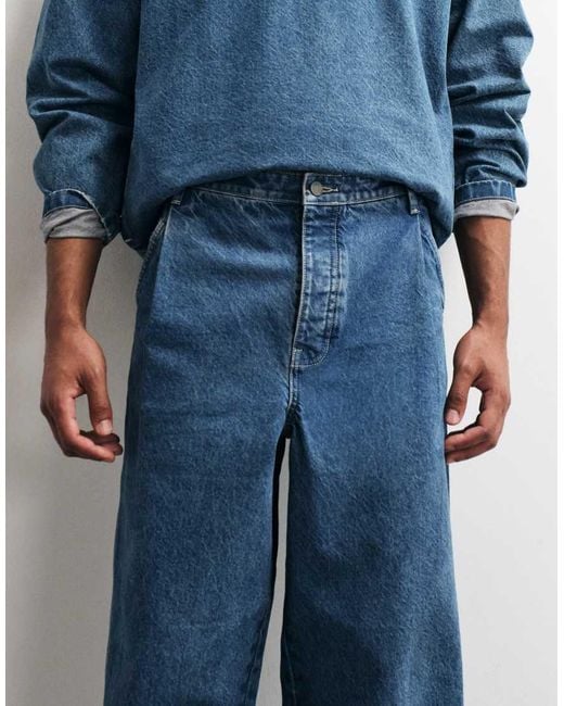 ASOS Blue Relaxed Tapered Jeans for men