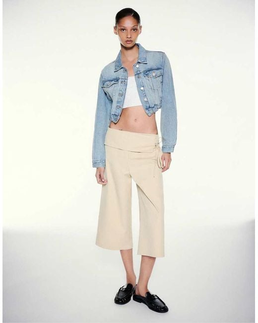 Pull&Bear Blue Cropped Elasticated Waist Jacket