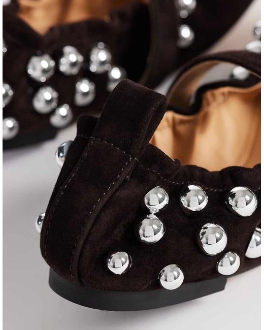 Steve Madden Black Ruched Studded Ballet Shoes