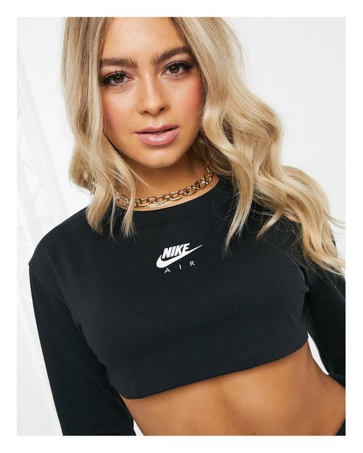 Nike Air Long Sleeve Black Super Crop Top | Lyst
