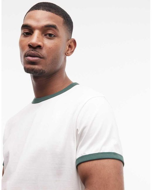 Weekday White Ringer T-Shirt for men