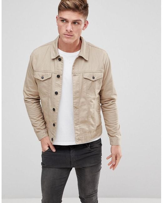 Only & Sons Natural Twill Trucker Jacket for men