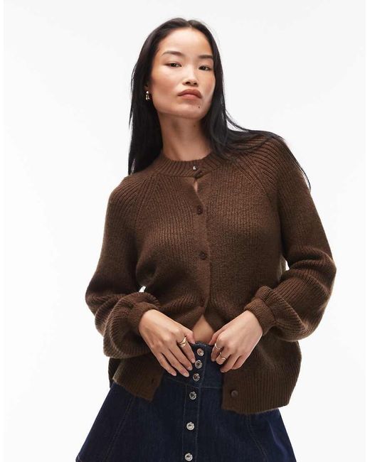ASOS Brown Knitted Raglan Cardigan