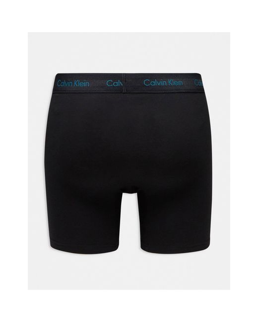 Calvin Klein – 3er-pck stretch-boxershorts aus baumwolle mit farbigem logo in Black für Herren