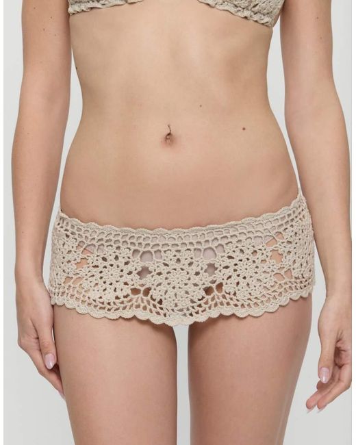 Frankie's Bikinis Natural Shelly Crochet Bikini Skort