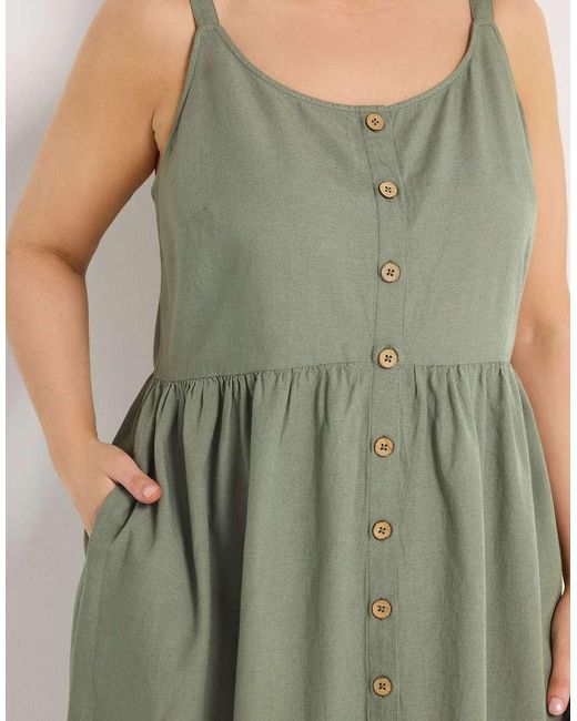Yours Clothing Green Linen Sundress