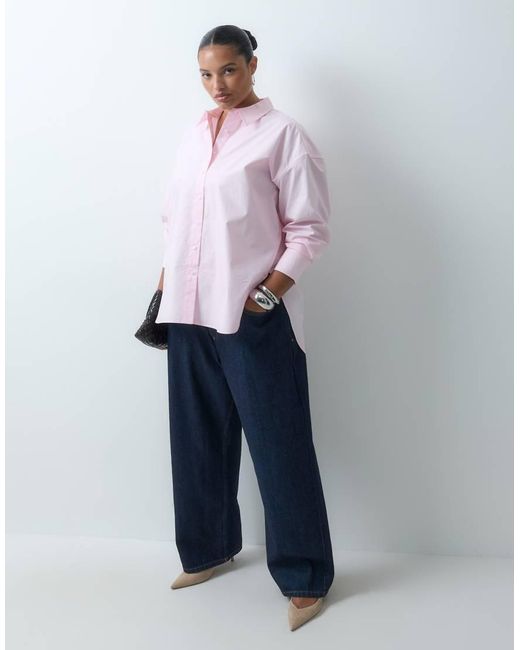 ASOS Purple Asos Design Curve Dipped Hem Oversized Shirt