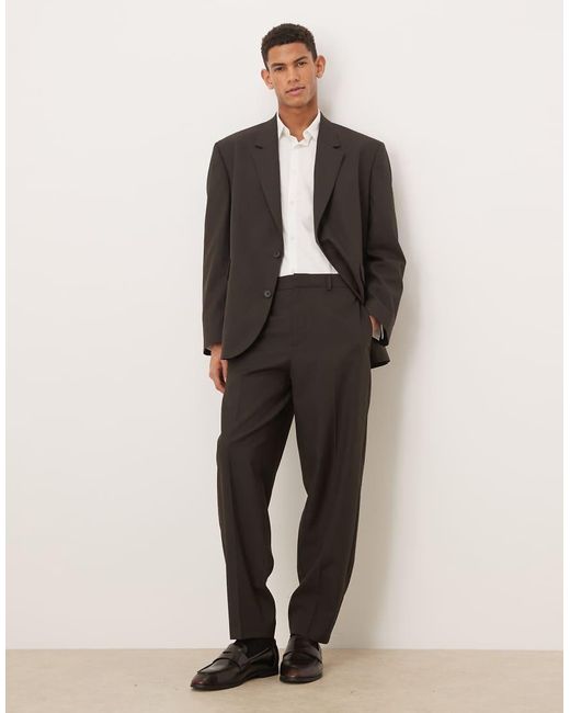 ASOS Natural Barrel Suit Trousers for men