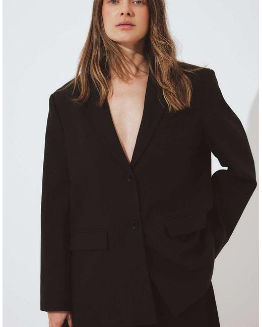 NA-KD Black Oversized Open Back Blazer