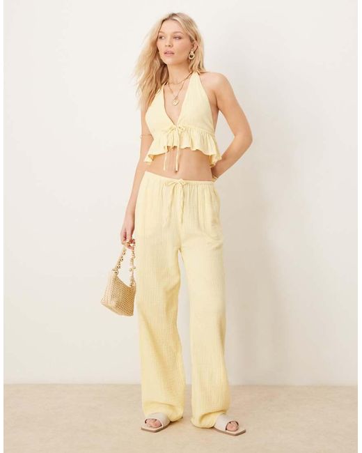 Iisla & Bird Natural Tie Front Beach Halter Waistcoat Co-ord