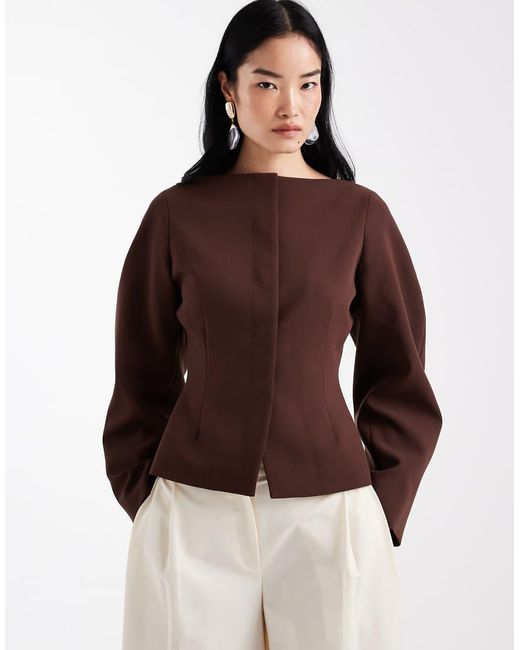 ASOS Brown Slash Neck Blazer