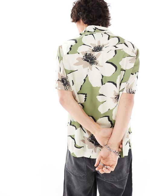 Camicia verde con stampa a fiori di River Island in Gray da Uomo