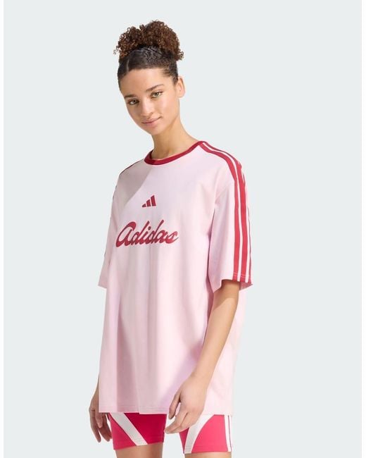 Adidas Originals Red Adidas Sportswear Lux Tiro Loose Graphic T-Shirt