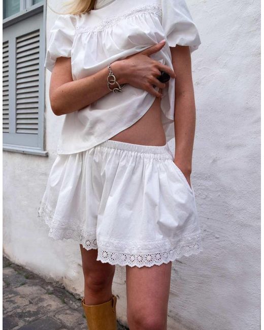 Daisy Street Gray X Emma Jean Pull On Lacey Mini Shorts