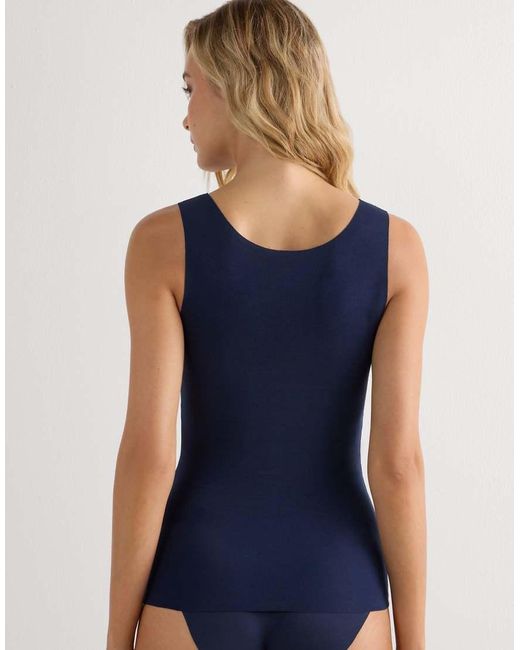 Intimissimi Blue Round-Neck Raw-Cut Cotton Vest Top