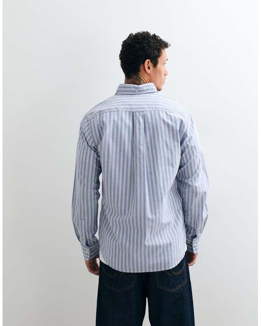 Gant Blue Regular Fit Classic Oxford Stripe Shirt for men