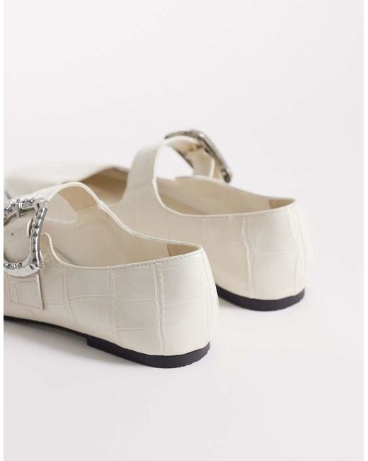 ASOS White Linton Square Toe Mary Jane Ballets