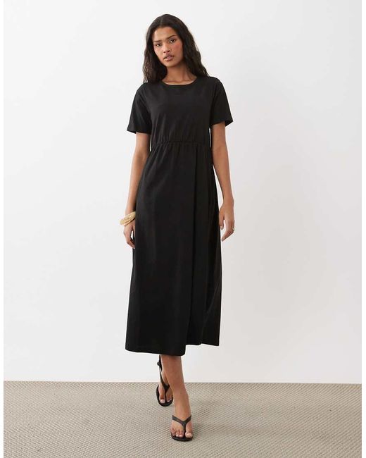 Threadbare Black Jersey Short Sleeve Midi Dress
