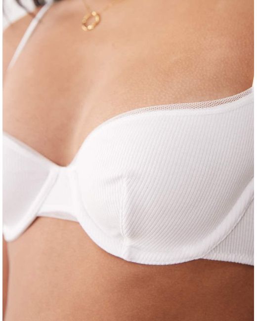 ASOS Brown Yara Rib Underwire Bra With Mesh Binding