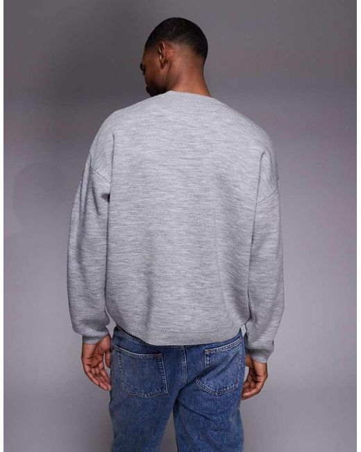 ASOS Gray Oversized Knitted Jumper With Achieves Graphic for men