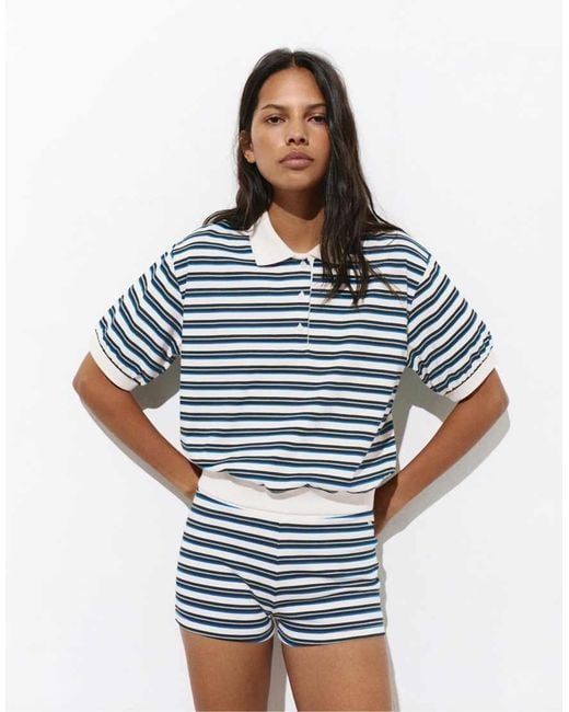 Pull&Bear Blue Striped Shorts