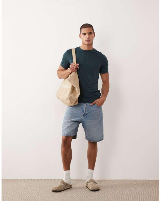 Mango Blue Relaxed Fit T-shirt for men