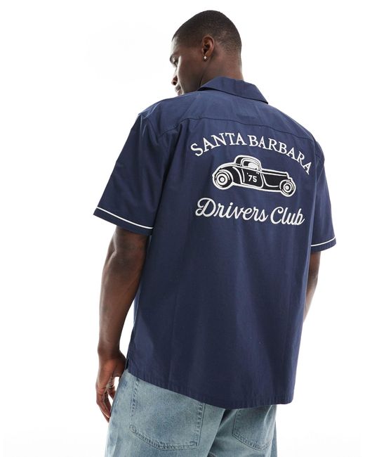 Camicia bowling con stampa sulla schiena di Hollister in Blue da Uomo