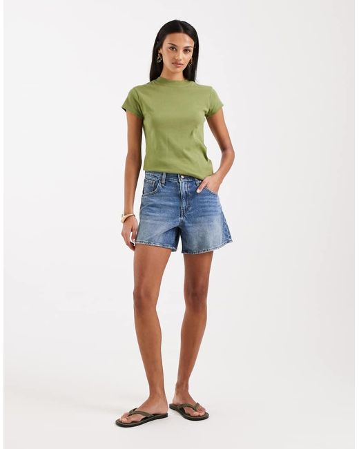 Levi's Green Cinch Waist Mid-Thigh Denim Shorts