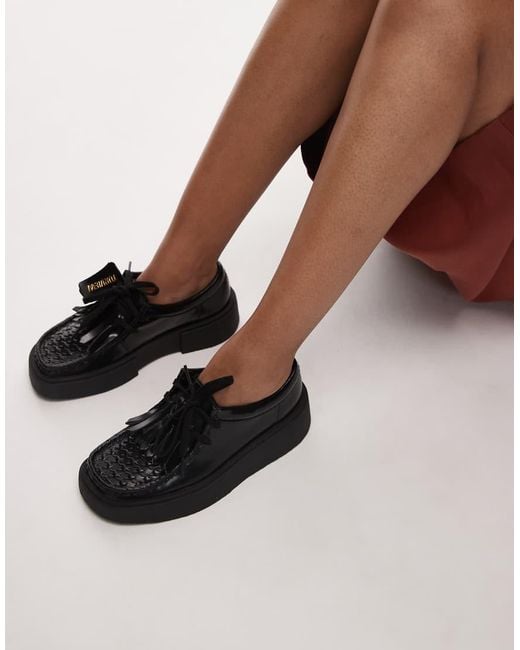 Clarks Black Torview Herringbone Leather Tassel Shoe