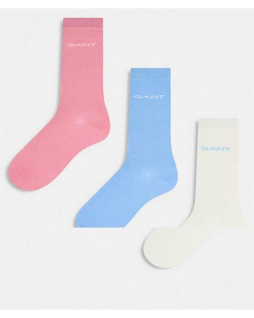 Gant Blue 3 Pack Logo Cotton Socks