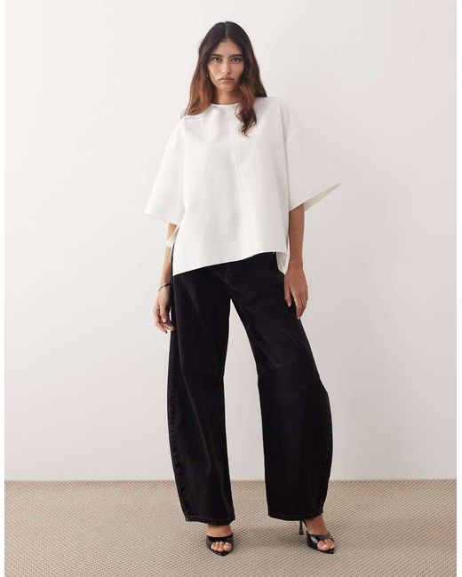 ARRANGE Natural Boxy Seam Top With Tie Back Detail