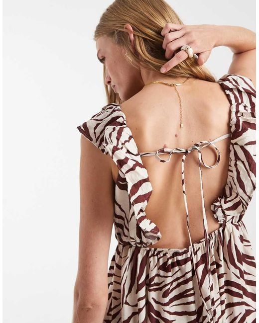 Vero Moda White Ruffle Shoulder V Neck Maxi Dress