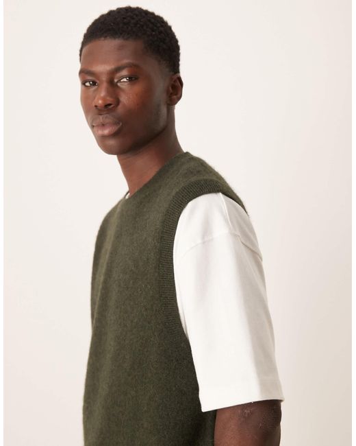 ARKET Green Alpaca And Wool Knitted Crew Neck Vest for men