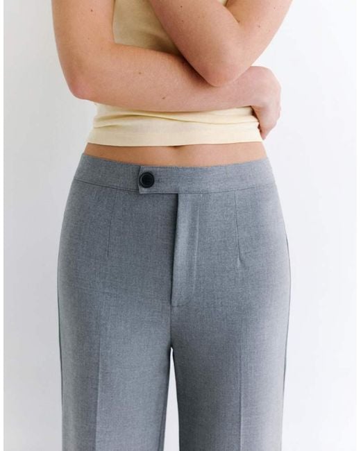 Pull&Bear Gray High Waist Smart Trousers