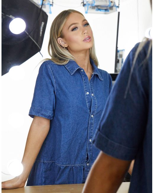 Missguided Denim Smock Dress With 