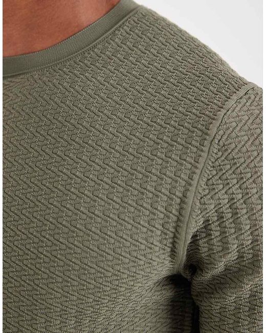 River Island Green Textured Muscle Fit T-Shirt for men