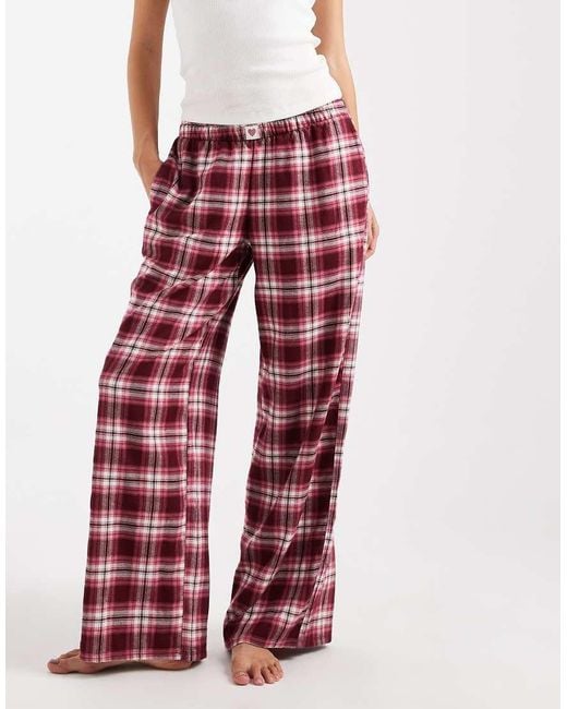 Hollister Red baggy Flannel Pyjama Bottoms