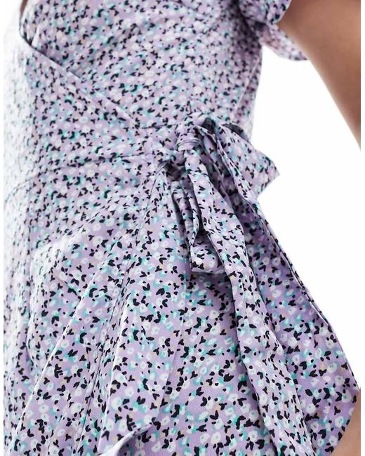 ONLY Purple Frill Wrap Mini Dress