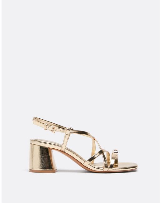 Stradivarius Natural Heeled Multi-strap Sandals With Detail
