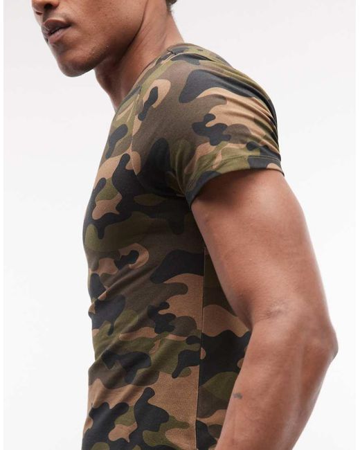 Collusion Green Camo Fitted Tee for men