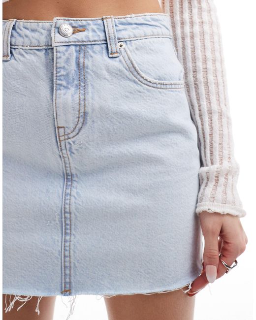 Mini-jupe en jean - clair délavé Miss Selfridge en coloris White