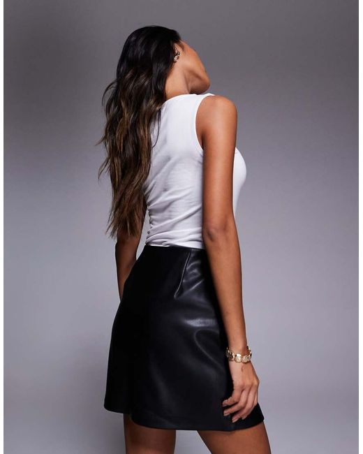 River Island Black Faux Leather Pocket Detail Mini Skirt