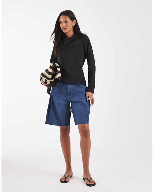 ASOS Blue Cowl Neck Tie Waist Blouse