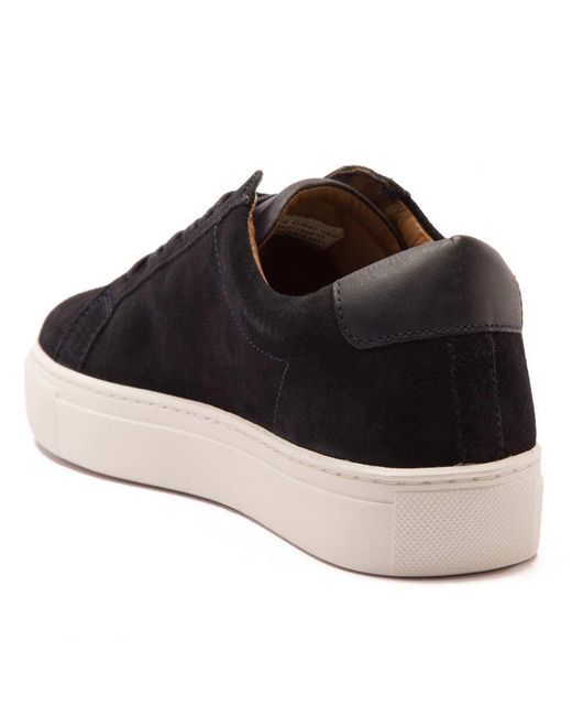 Thomas Crick Black 'Evers' Casual Lace-Up Suede Leather Sneakers for men