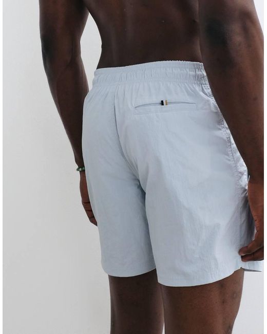 Boss Blue Octopus Swim Shorts With Logo Print for men