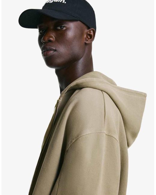 Bershka Sweatshirt Van Piqué Met Vervaagd Effect En Rits in het Natural voor heren