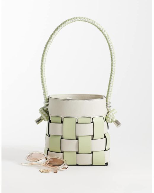 ASOS White Woven Bucket Shoulder Bag