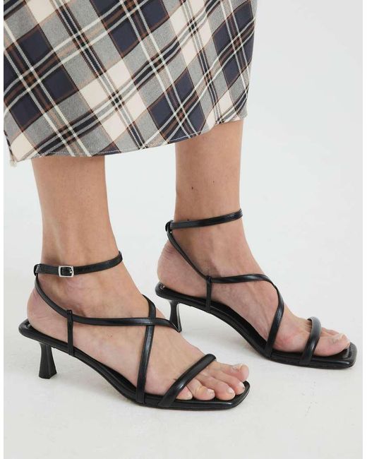 River Island Black Kitten Heeled Strappy Sandals